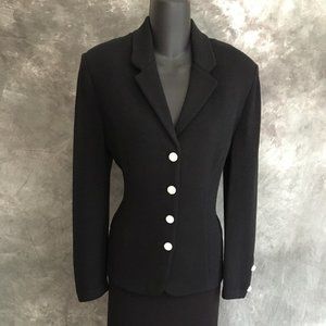 ST JOHN BLACK KNIT RHINESTONE JACKET SIZE 6